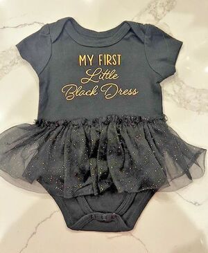 Baby Girl One Piece Bodysuit My First Little Black Dress With Tulle Skirt 9M NEW
